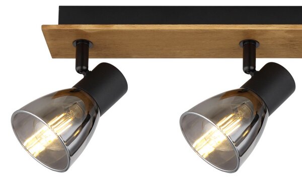 Globo 54307-3W přisazené stropní bodové svítidlo Claude 3x40W | E14 - černá, dřevo, kouřová