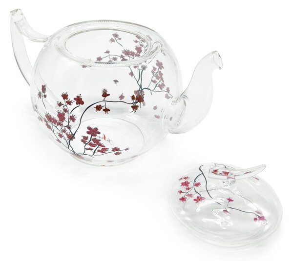 Skleněná čajová konvice Tea Logic Cherry Blossom, 1,2 l, borosilikátové sklo, motiv sakury