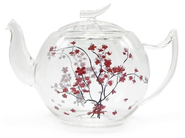 Skleněná čajová konvice Tea Logic Cherry Blossom, 1,2 l, borosilikátové sklo, motiv sakury