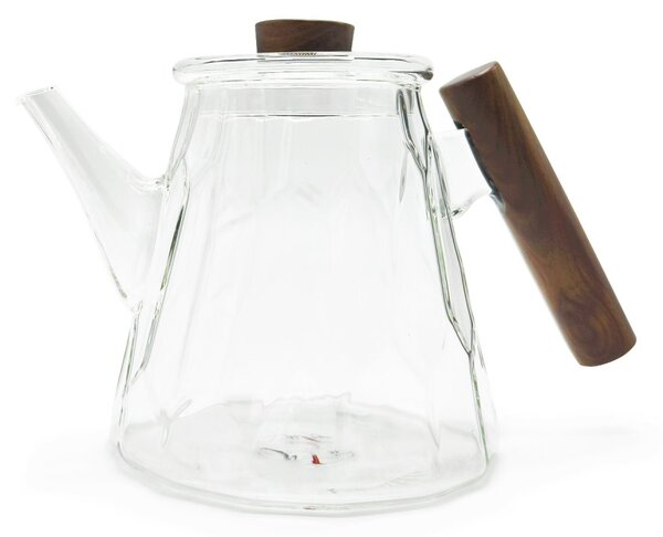 Skleněná čajová konvice Tea Logic Knut, 1,4 l, s dřevěnou rukojetí, texturované sklo