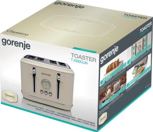 GORENJE T2300CLIN - Topinkovač se čtyřmi otvory 1150W/230V béžová