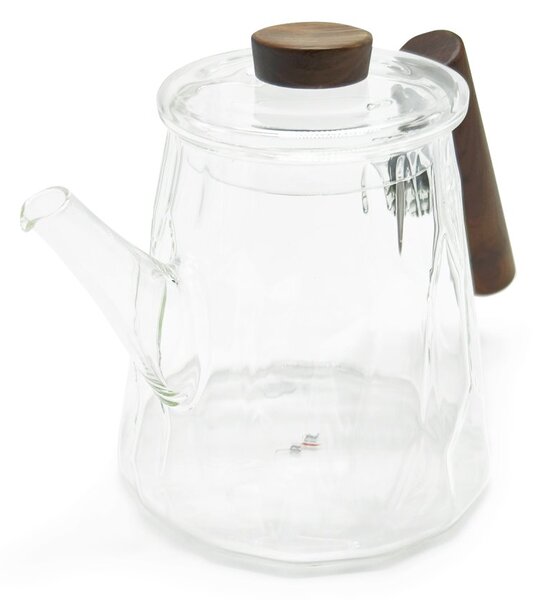 Skleněná čajová konvice Tea Logic Knut, 1,4 l, s dřevěnou rukojetí, texturované sklo
