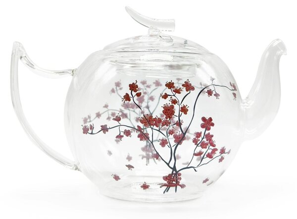 Skleněná čajová konvice Tea Logic Cherry Blossom, 1,2 l, borosilikátové sklo, motiv sakury