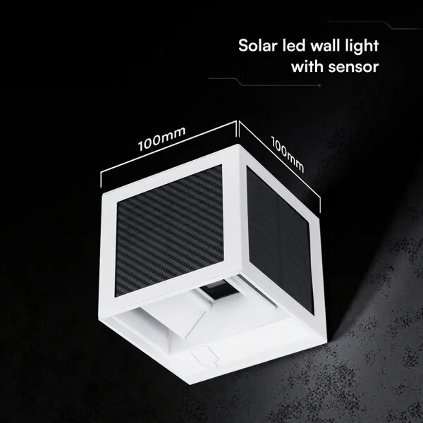 LED Solární nástěnné svít. se sen LED/9W/3,7V 3000/4000/6000K IP65 2600 mAh bílá