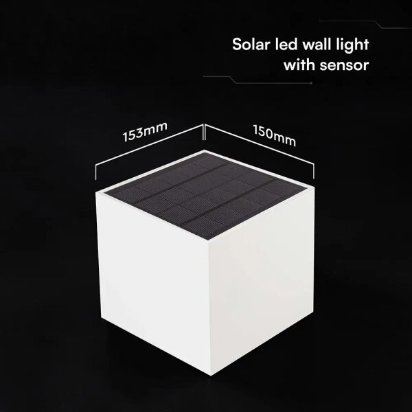 LED Solární nástěnné svít se sen LED/9W/3,7V 3000/4000/5000K IP65 2600mAh bílá