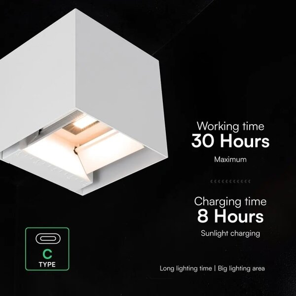 LED Solární nástěnné svít se sen LED/9W/3,7V 3000/4000/5000K IP65 2600mAh bílá