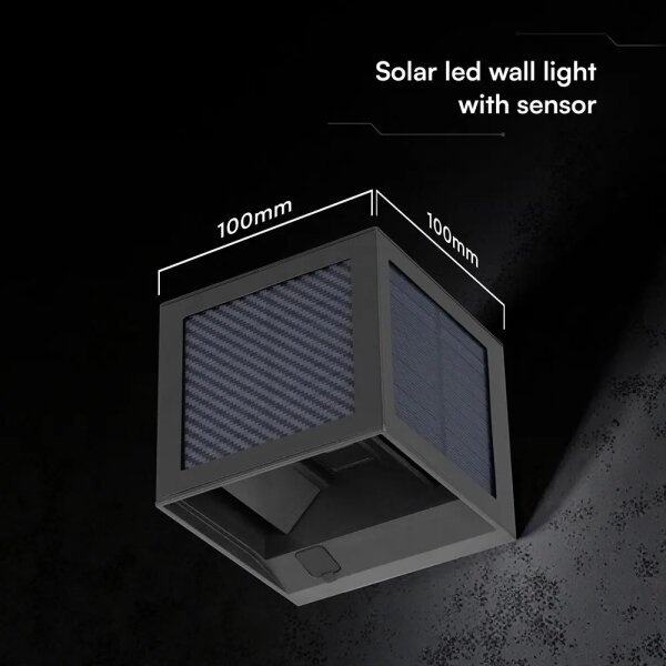 LED Solární nástěnné svít. se sen LED/9W/3,7V 3000/4000/6000K IP65 2600mAh černá