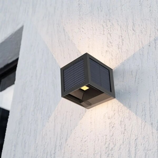LED Solární nástěnné svít. se sen LED/9W/3,7V 3000/4000/6000K IP65 2600mAh černá