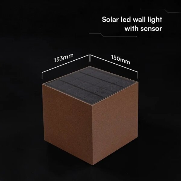 LED Sol nástěnné svítidlo se sen LED/9W/3,7V 3000/4000/5000K IP65 2600 mAh hnědá