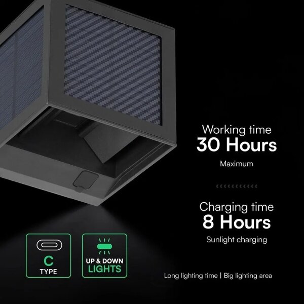 LED Solární nástěnné svít. se sen LED/9W/3,7V 3000/4000/6000K IP65 2600mAh černá