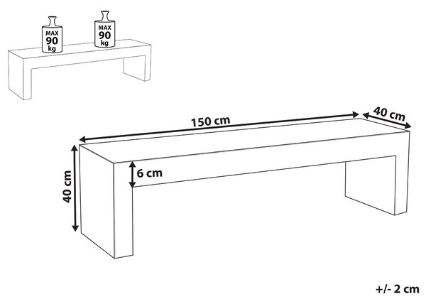 Zahradní lavice TARANTO 150 cm Beton Šedá
