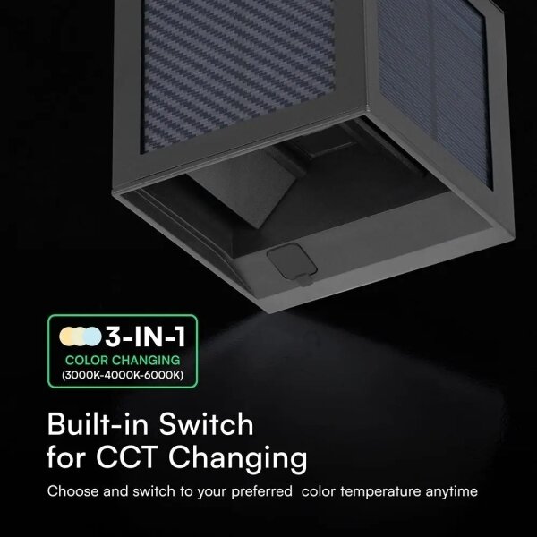 LED Solární nástěnné svít. se sen LED/9W/3,7V 3000/4000/6000K IP65 2600mAh černá