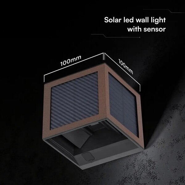 LED Solární nástěnné svít. se sen LED/9W/3,7V 3000/4000/6000K IP65 2600mAh hnědá