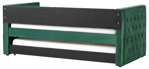 Rozkládací postel Umělý samet GASSIN 90 x 200 cm Smaragdová