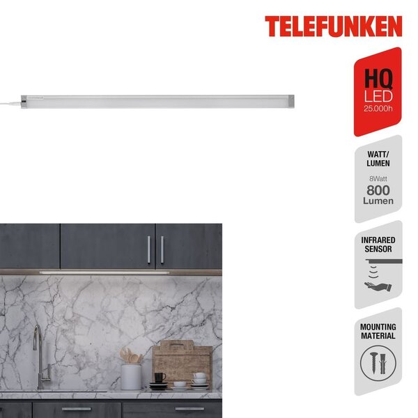 TF 201504TF TELEFUNKEN LED skříňkové svítidlo 57,3 cm 8W 800lm stříbrná - BRILONER