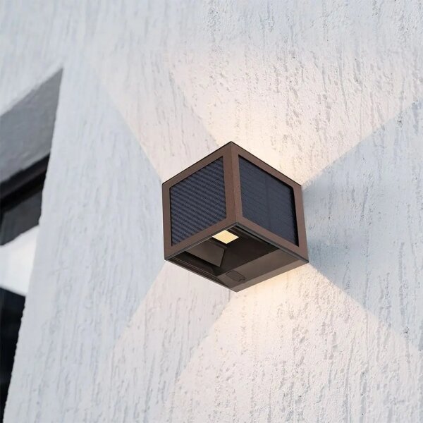 LED Solární nástěnné svít. se sen LED/9W/3,7V 3000/4000/6000K IP65 2600mAh hnědá