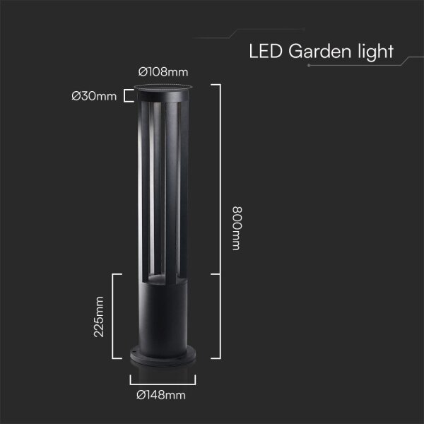 LED Venkovní lampa LED/10W/230V 3000K IP65 80 cm černá