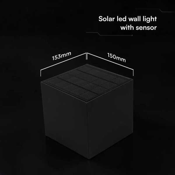 LED Solární nástěnné svít. se sen LED/9W/3,7V 3000/4000/5000K IP65 2600mAh černá