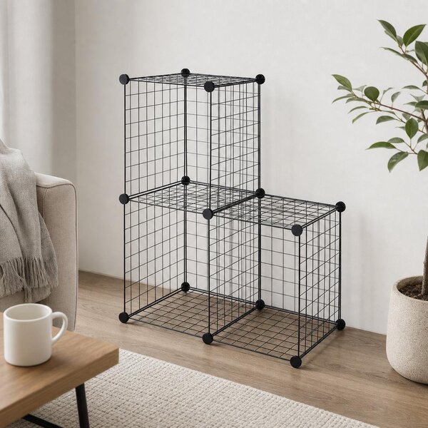 Modulární policový regál – 3 boxy, černý