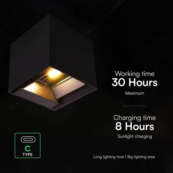 LED Solární nástěnné svít. se sen LED/9W/3,7V 3000/4000/5000K IP65 2600mAh černá