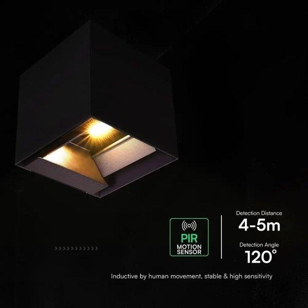 LED Solární nástěnné svít. se sen LED/9W/3,7V 3000/4000/5000K IP65 2600mAh černá