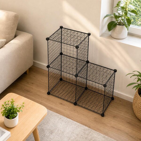 Modulární policový regál – 3 boxy, černý