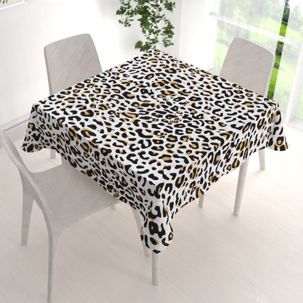 Biante Bavlněný čtvercový ubrus Sandra SA-409 Leopardí vzor na bílém 50x50 cm