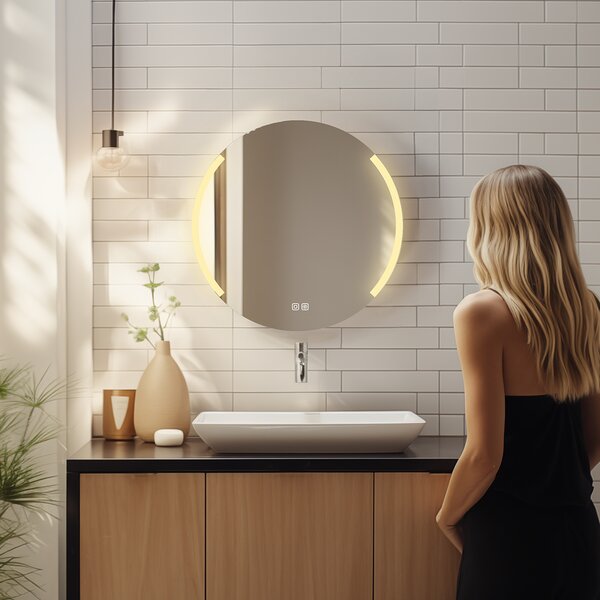 Nimco Kulaté LED zrcadlo 13W, ø 60 cm se dvěma dotykovými senzory