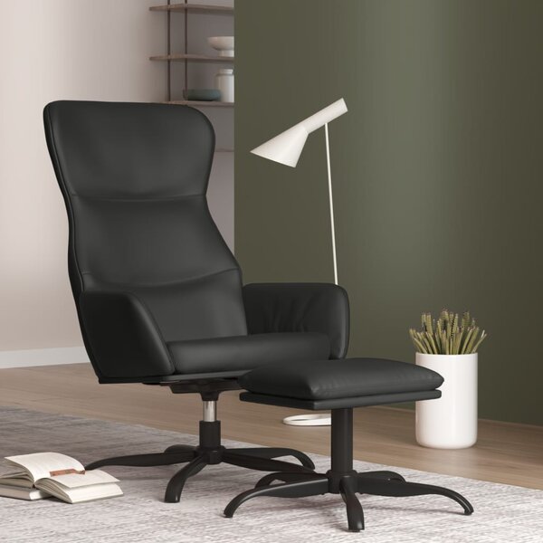 Relaxační křeslo se stoličkou černé umělá kůže