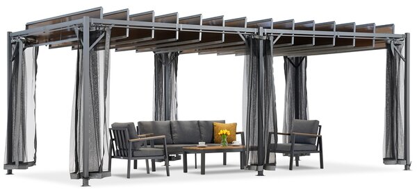 Antracitová pergola Paros 3x6 m s moskytiérou Garden Point