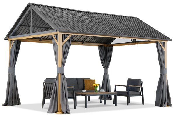 Kovový zahradní altán Teramo se závěsy 3x4 Garden Point
