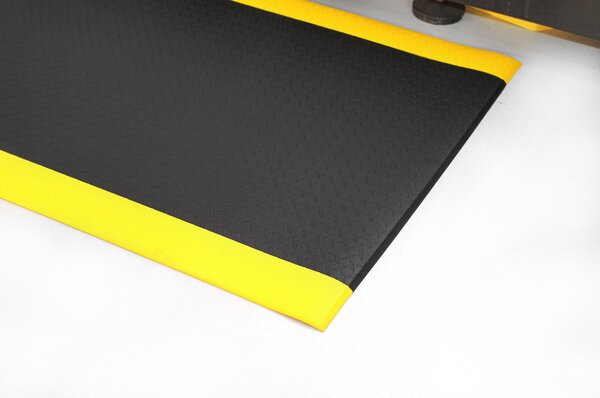 Protiúnavová rohož s diamantovým vzorem, PVC, 90 x 150 cm, černá / žlutá