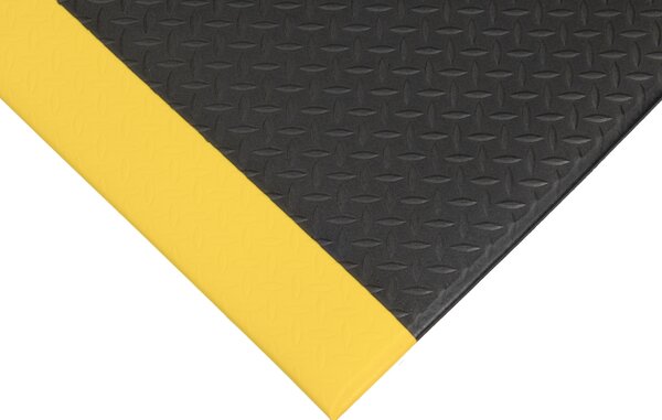 Protiúnavová rohož s diamantovým vzorem, PVC, 90 x 150 cm, černá / žlutá