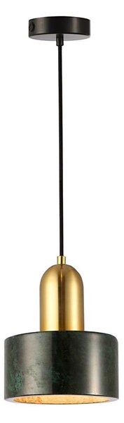 Lustr na lanku MARBLE 1xE27/60W/230V zlatá/zelená/dekor mramoru
