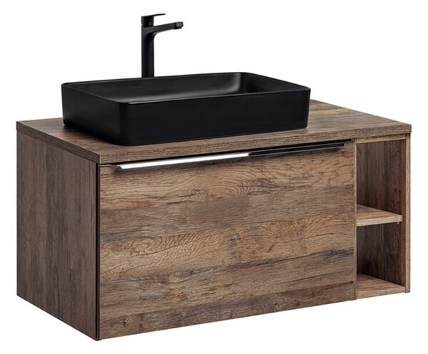 Koupelnová skříňka SANTA FE OAK 100cm + deska + umyvadlo + regál