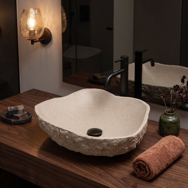 Rea Isla Warm Beige, umyvadlo na desku 490x370x140 mm, béžová, REA-U7882