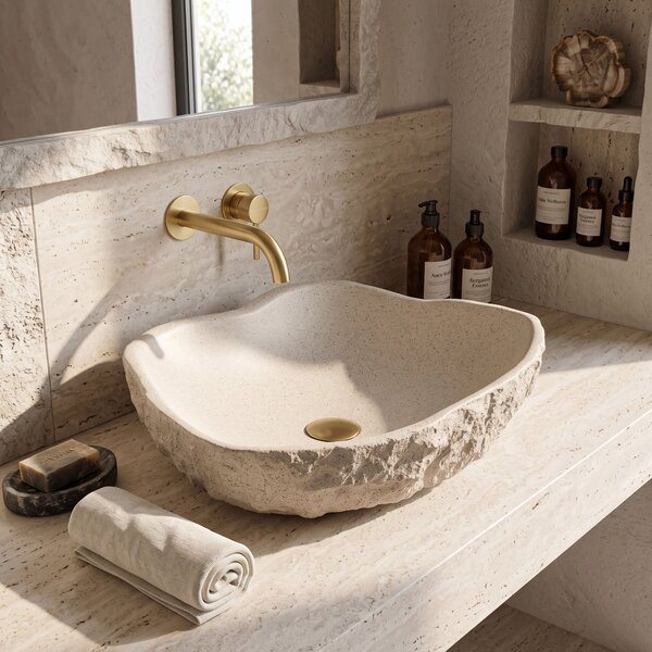 Rea Isla Warm Beige, umyvadlo na desku 490x370x140 mm, béžová, REA-U7882