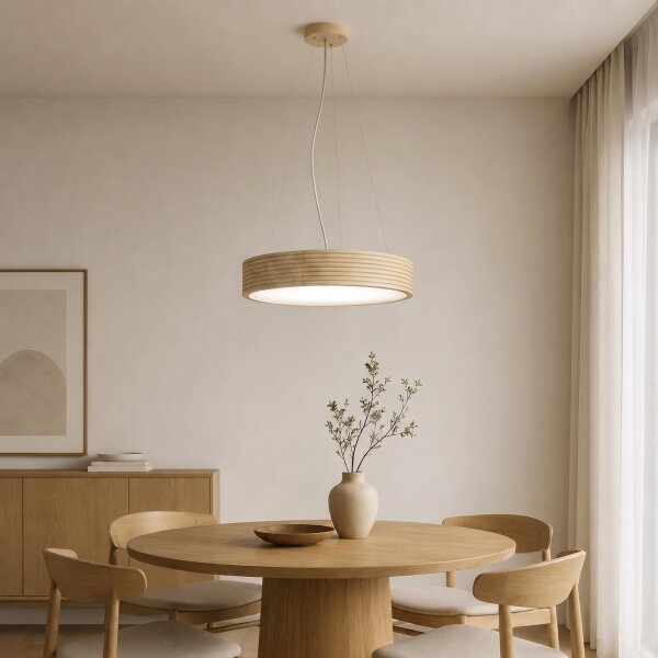 Lustr na lanku NATURAL MODERN 3xE27/15W/230V pr. 47,5 cm borovice