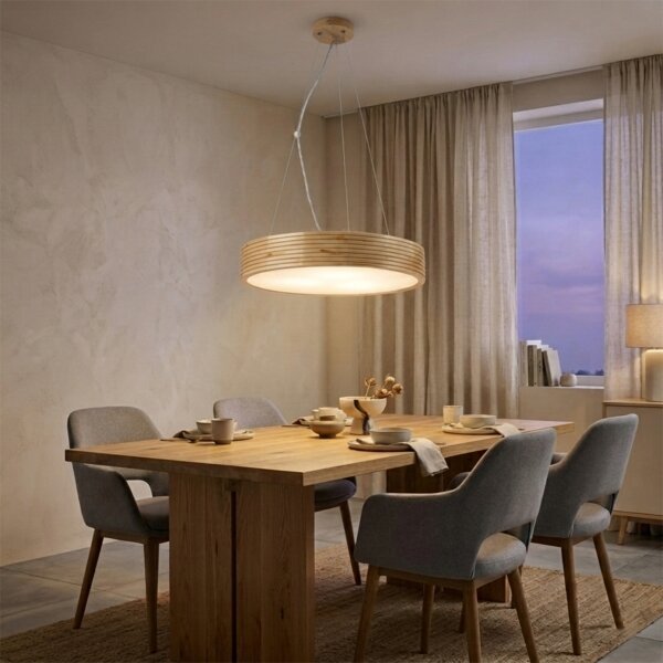 Lustr na lanku NATURAL MODERN 3xE27/15W/230V pr. 47,5 cm borovice