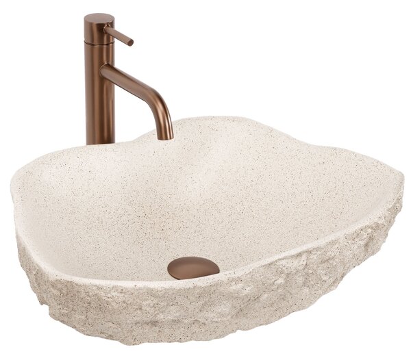 Rea Isla Warm Beige, umyvadlo na desku 490x370x140 mm, béžová, REA-U7882