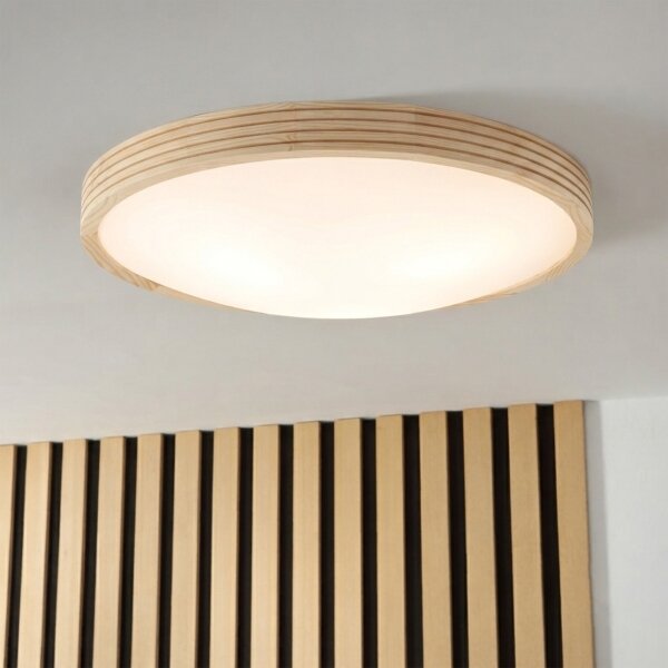 Stropní svítidlo NATURAL MODERN SLIM 3xE27/15W/230V pr. 47,5 cm borovice