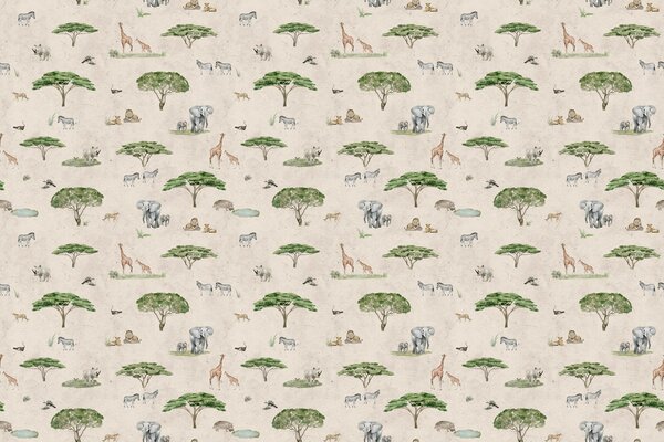 Tapeta savana Sunny Savannah Sand | Fugu Materiál: Digitální eko vlies - klasická tapeta nesamolepicí