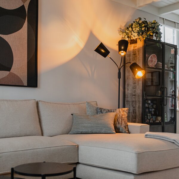 Moderní stojací lampa černá 3-světlo - Carmen