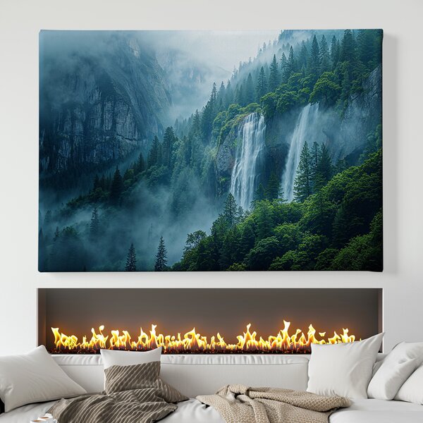 Obraz na plátně - Skalní vodopády za mlžného rána FeelHappy.cz Velikost obrazu (šířka x výška): 40 x 30 cm