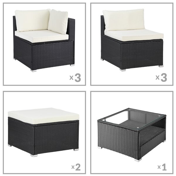 Deuba Zahradní ratanový set XXL - černá/krémové podušky