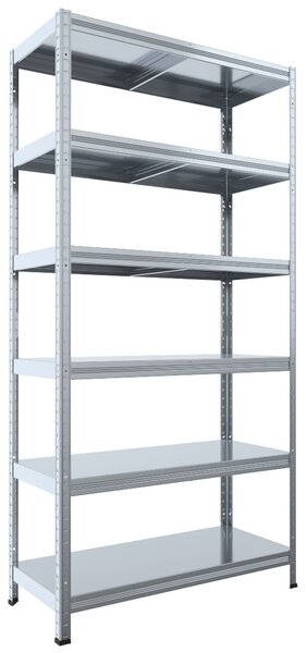 Bezšroubový regál Biedrax 40 x 60 x 180 cm, pozink, 6 polic plech, nosnost 100 kg na polici