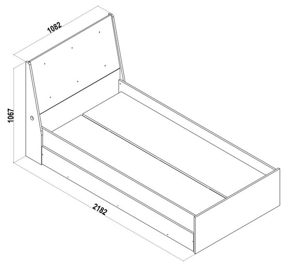 Studentská postel 100x200 se šuplíkem Falko - dub rebap/bronz