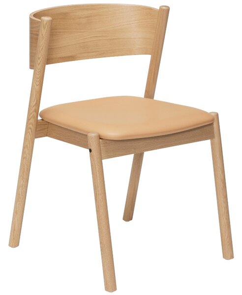 Dubová jídelní židle Hübsch Oblique s koženým sedákem