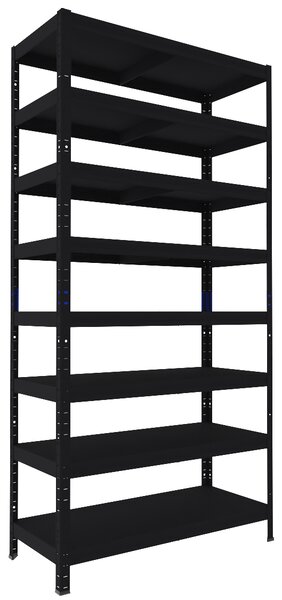 Regál do technické místnosti Biedrax 40 x 60 x 210 cm, černý, 8 polic plech, nosnost 100 kg na polici