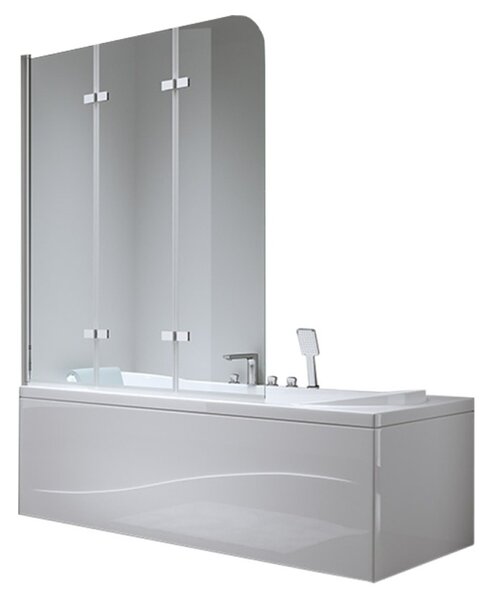 BPS-koupelny Trojdílná vanová zástěna HYD-PR05 100x140 chrom/transparent